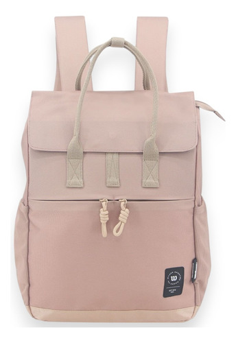 Mochila Wilson Square 16 Urbana Facultad Uso Diario Moda Beige Liso
