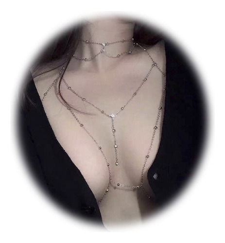 Conjunto De Cadena Cuerpo Arnés Collar Gargantilla Cristales