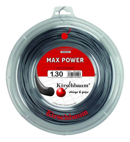 Cordas De Tênis Kirschbaum Max Power 1,30mm 200mts Cinza-escuro