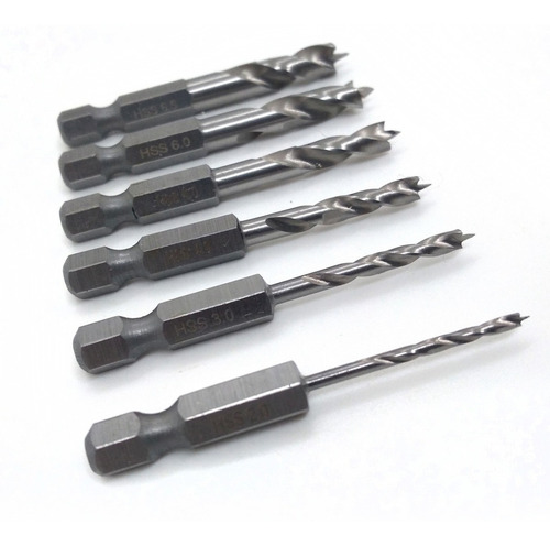 Set Ezeta De 6 Mechasa Vastago Hexagonales Hss Para Madera