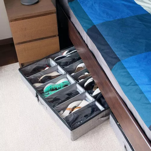 Organizador de almacenamiento de zapatos discreto para poner debajo de la  cama, 4.5 pulgadas de alto y se adapta a camas a 5 pulgadas del suelo