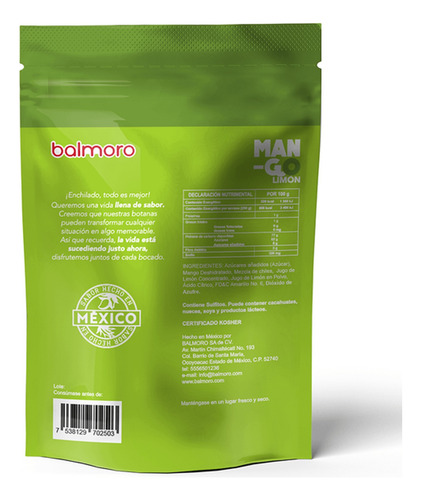 Balmoro Mango Deshidratado Chile- Limón 250 Gr