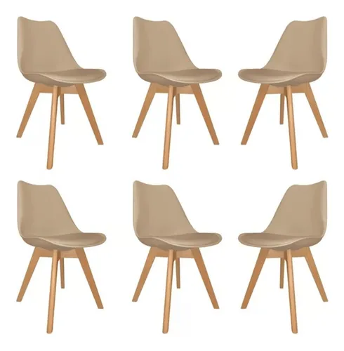 Silla de comedor DeSillas Tulip Eames Cross Wood color beige x 6 unidades