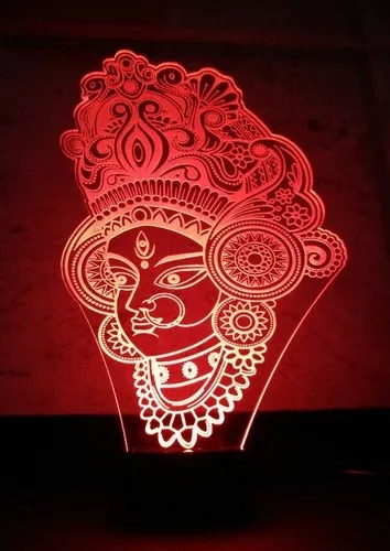 Lampara 3d Led Diosa Durga Hindu India Ilusion 7 Colores 