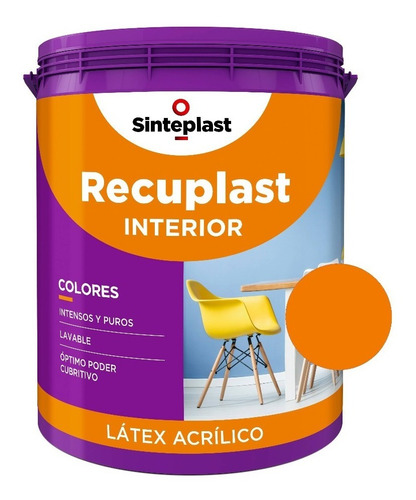 Pintura Latex Interior Lavable En Colores Recuplast 1 Litro Color Mango