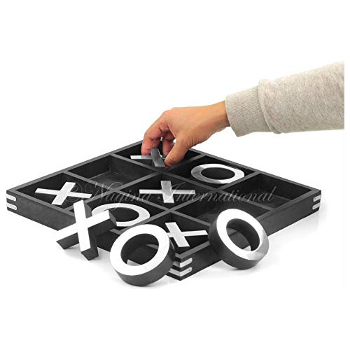 14  Grande Elegante Premium Negro Tic Tac Toe Board Juego Pa