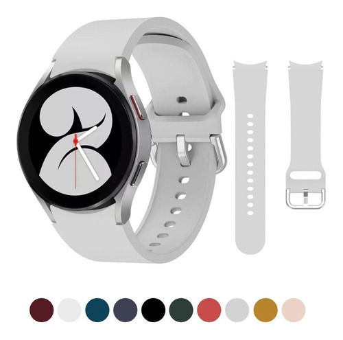 Pulseira De Silicone Para Galaxy Watch 4 ( 40mm Ou 44mm ) Cor Cinza Claro Largura 20 Mm