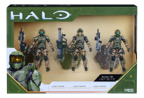 Halo De 3 Figuras De 4 Pulgadas, Marines De Unsc Co. Color Multicolor