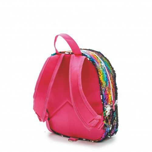 Mochila Prescolar Lentejuelas Reversible Multicolor/plateado