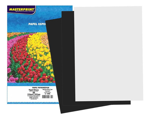 Papel Fotográfico Glossy Com Ímã 690g A4- 10 Folhas Cor Branco/preto