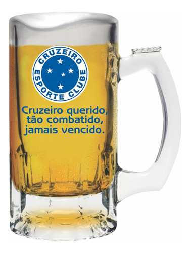 Caneca Vidro Cruzeiro Mineiro 375ml Torcida Raposa Oficial