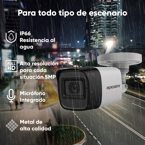 Epcom Kit De Camaras De Seguridad Exterior Metalicas Con Micrófono Integrado + Disco Duro 1tb Modelo B50kit-plus-sc+1tb Video Vigilancia Turbohd 1080p Cctv 4 Cámaras Bala
