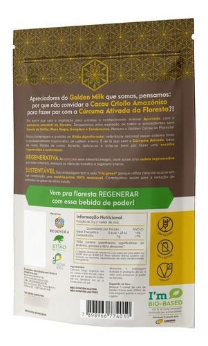Imagem 3 de 4 de Golden Cacau Da Floresta Bebida Poder 60g - Viva Regenera