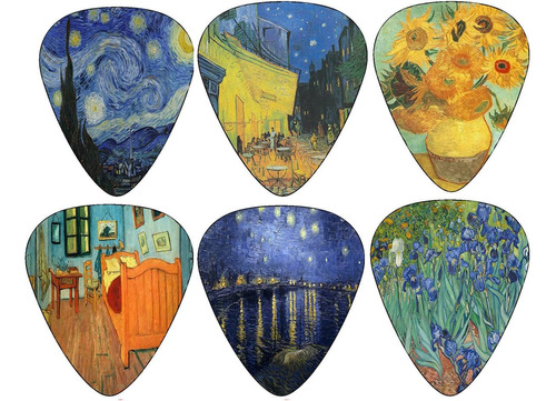 Puas De Guitarra Con Diseño De Pinturas De Van Gogh