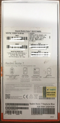 Celular Xiaomi Redmi Note 7 32gb - Brasileiro Com Garantia