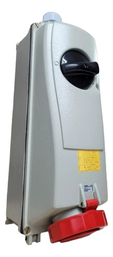 Tomada Sobrepor Steck S-4606/b 3p+t 125a 6h 380/440v Ip67 Cor Vermelho