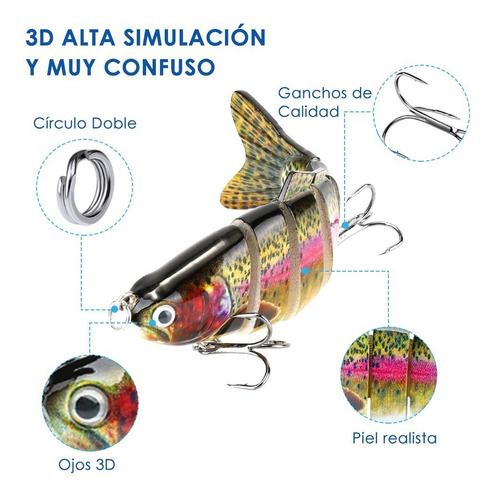 Imagen 3 de 8 de Kit Señuelos De Pesca 3 Piezas Para Agua Dulce Y Salada 10cm