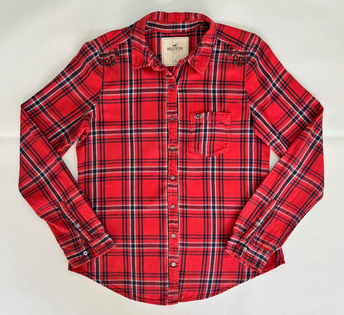 Camisa Hollister De Mujer Talla L, Color Rojo, Tipo Franela