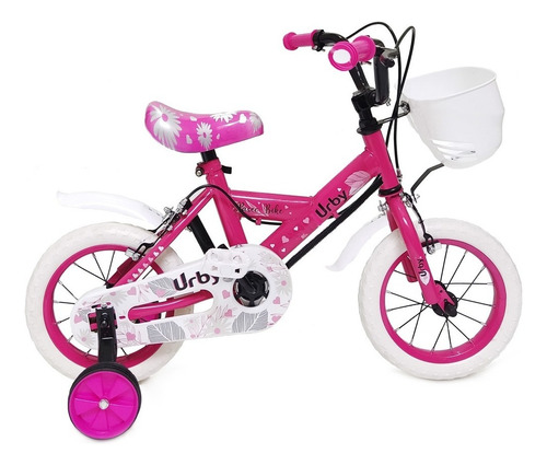 Bicicleta paseo Dencar 217124 color rosa con ruedas de entrenamiento  