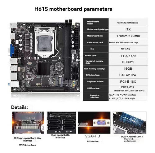 Placa-mãe H61 Lga 1155 Kit, Pc De Mesa, Laptop, Suportes De
