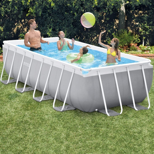 Piscina estructural rectangular Intex 26788 con capacidad de 6836 litros de 400cm de largo x 200cm de ancho de 4m de diámetro gris claro diseño mosaico