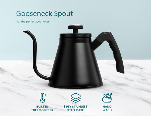 Pava Kook Stovetop Con Termometro Y Cuello De Cisne
