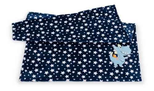 Cobertor Manta Infantil Bebê Fofinha Desenho 3d Cor Azul-marinho Dinossauro Marinho