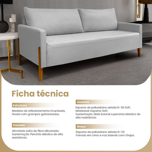 Futon Sofá Namoradeira Elegance Em Linho Para Sala De Espera - Lv Móveis