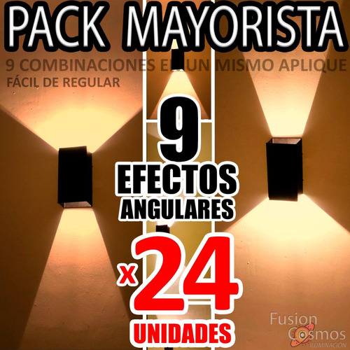 Aplique Pared Interior Luces 9 Efectos Regulables Pack X24