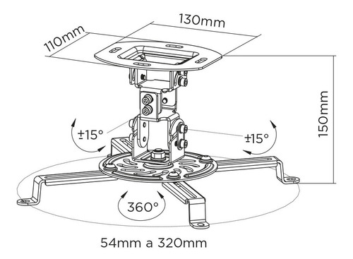 Suporte Para Projetor De Teto Universal Pro100 Branco ELG