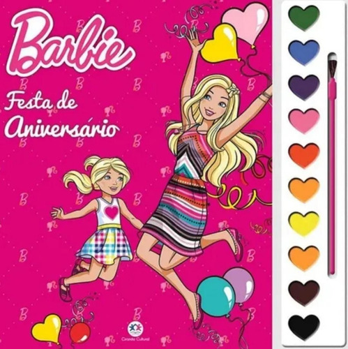Livro Aquarela Barbie Tinta Pincel Cores Infantil Meninas