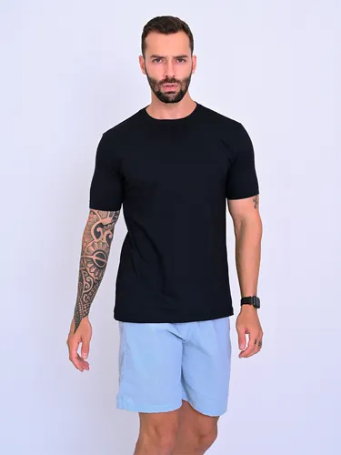 Camisa Básica Masculina Fit Slim Algodão Gola Redonda