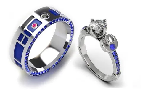 Par Anillos Star Wars Plata .925 Alianza Compromiso Pareja