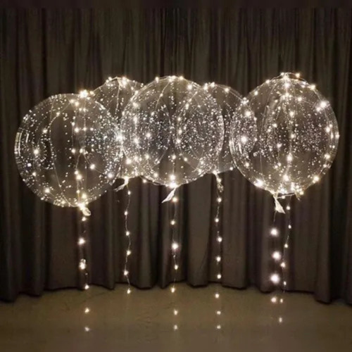 Balão Bubble Nº20 Com Led Decoração Aniversário Casamento Cor Branco