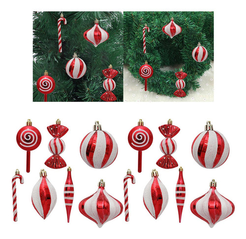 Adornos Navideños Colgantes En Forma De Caramelo, Paquete De