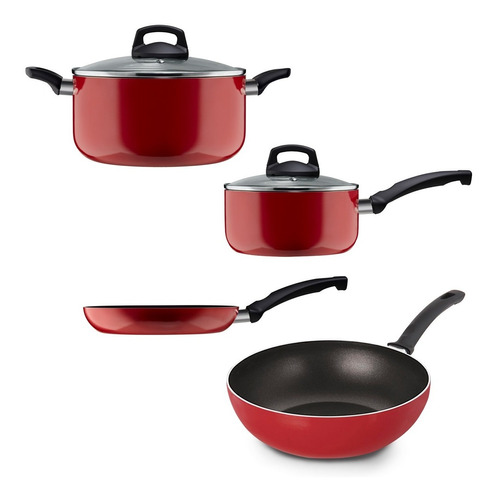 Set Olla Sartén Cacerola Wok Antiadherente Element Rossoilko