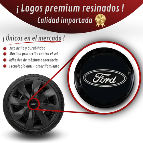 Juego 4 Tazas Ford Universal R13/14 Fiesta Ka Ecosport Y Mas Prime - Negro Mate 13