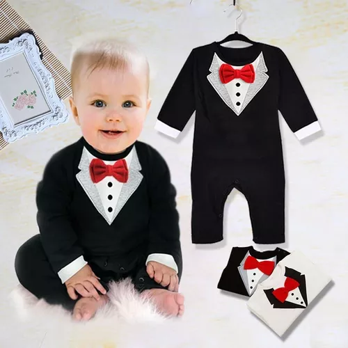 Traje Para Bebé Mameluco Elegante Moño Tipo Smoking | MercadoLibre