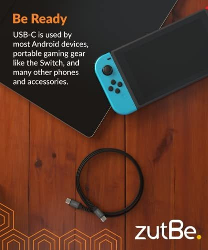 Cable Trenzado Usb-c De Zutbe Shield Con Kevlar Usb-c A Usb-