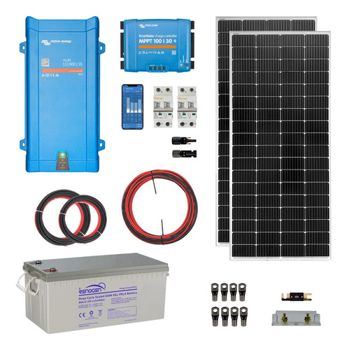 Kit Solar Off Grid 12/220v 1,6kwh Día 800va Mppt 30a 2x190w