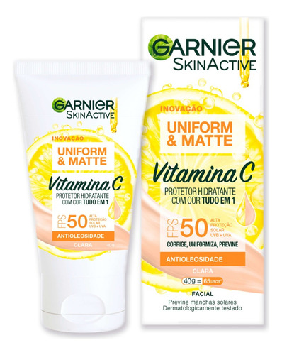 Protetor Facial Garnier U&M Vitamina C FPS 50 Clara 40g