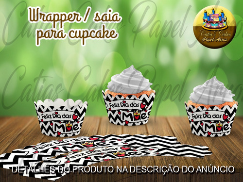  50 Wrappers Saia Para Mini Cupcakes Dia Das Mães