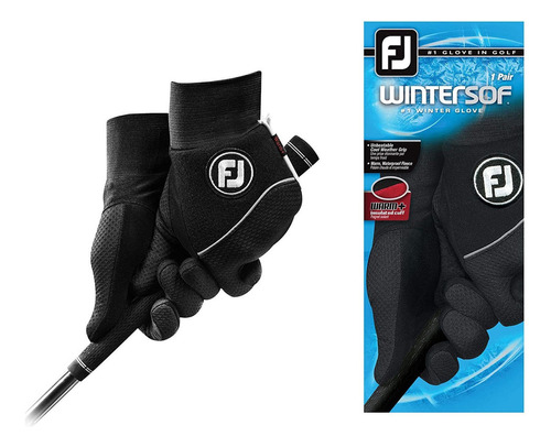 Footjoy Mens Wintersof Golf Gloves, Pair (black)