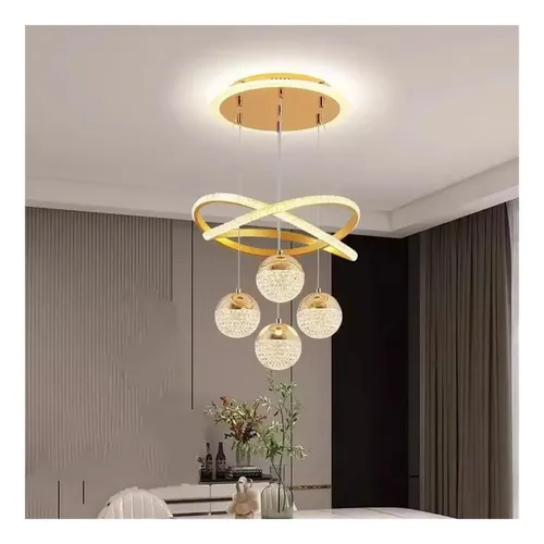 Lustre Pendente Led 40w Moderno 3 Em 1 Dourado 127/220v Dourado