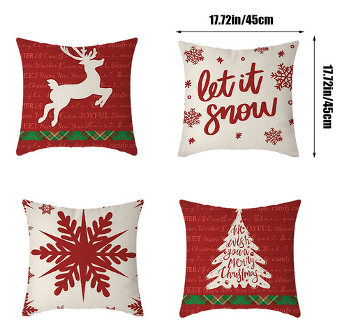 Juego De 4 Fundas De Almohada O Para Navidad, 17,71 X 17,71