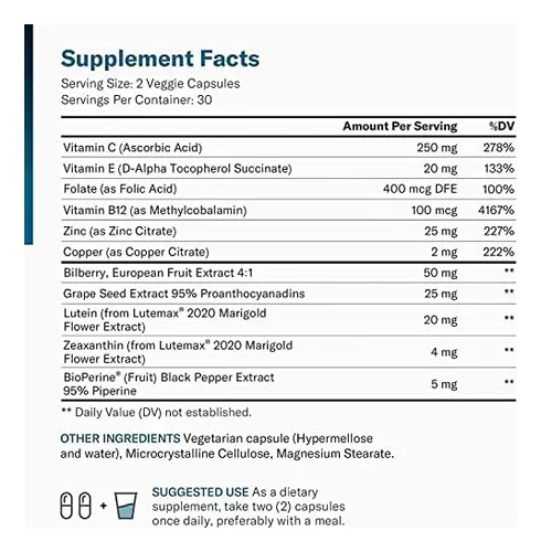 Areds 2 Vitaminas Para Los Ojos Luteína, Zeaxantina Y Extrac