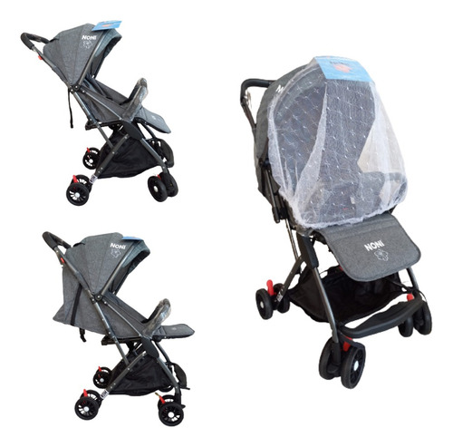 Carriola De Viaje Tipo Maleta Mango Abatible. Noni Is-555 R. Color Gris Chasis Plateado
