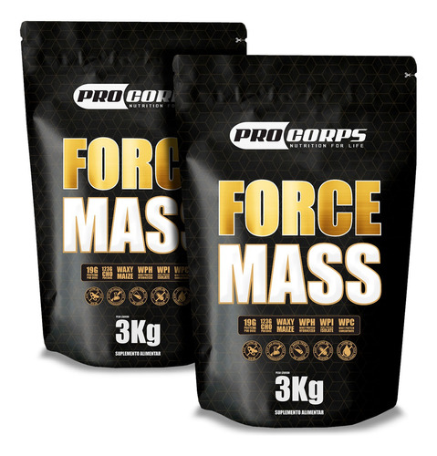 Combo Hipercalórico 2 Unidades Force Mass 3kg Pro Corps Sabor Morango