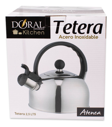Tetera Doral Acero Inoxidable 2.5litros Con Pito