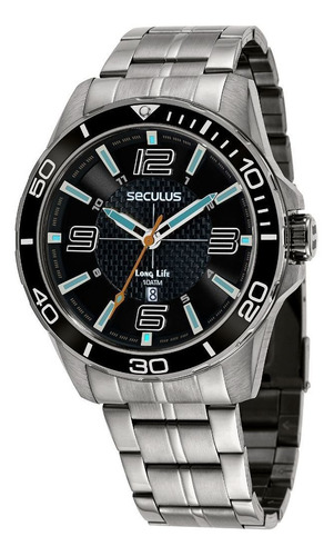 Relogio Seculus Masculino Original Prateado Garantia Luxo